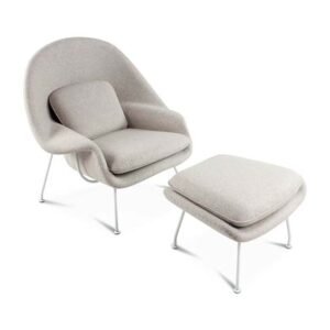 Reproduction womb chair & ottoman in cashmere fabric