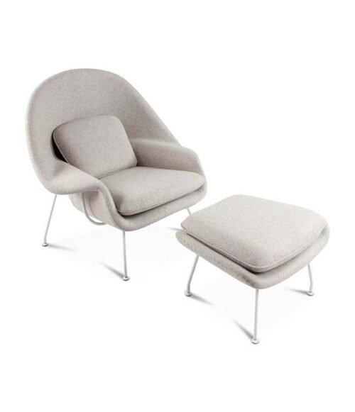 CO7239-Gray-2 Reproduction womb chair & ottoman in cashmere fabric