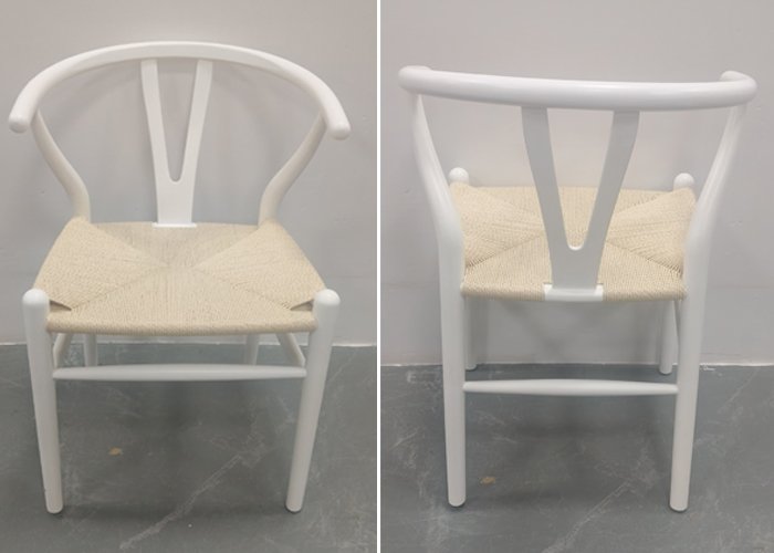 Wishbone chair in white ashwood frame & natural papercord