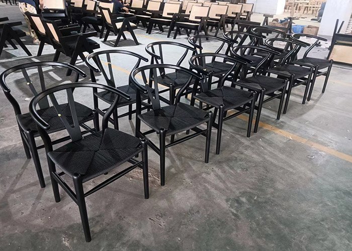 Wishbone chair in Black ashwood frame & black papercord seat